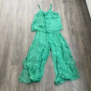 Políta - Silk Blend Jumpsuit in Seafoam Green
